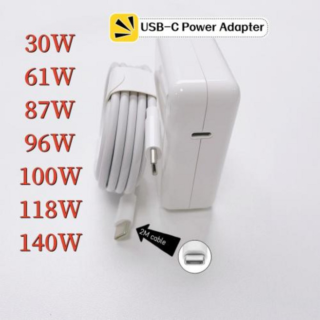 30W 61W 87W 96W 100W PD USB-C 노트북 노트북 전원 어댑터 유형-C MacBook Pro 12 인치 13 인치 2016 - 2019 용 고속 충전기, 17.100W with 2M cable - EU, 1개