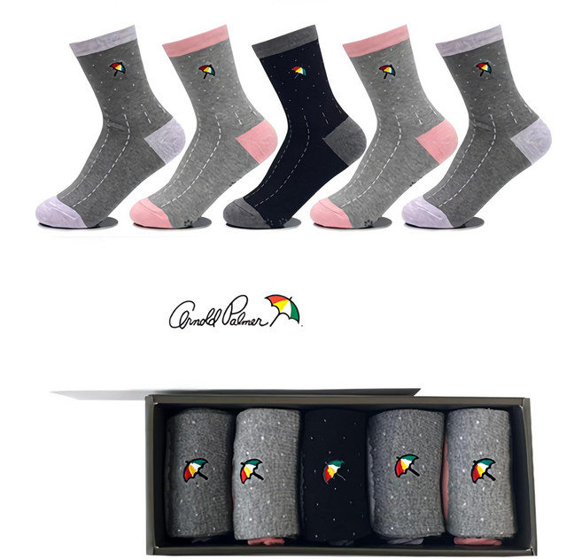 아놀드파마 여성용 미끄럼방지 양말 선물세트 중목 5족 세트 AP6507