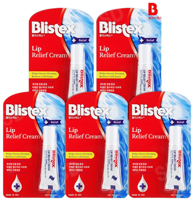 블리스텍스 릴리프 립크림 5개 튼입술 마스크립밤, 6ml