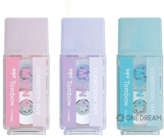 톰보 수정테이프 모노포켓 5mmx4m 블루+퍼플+핑크 3개세트, 1세트