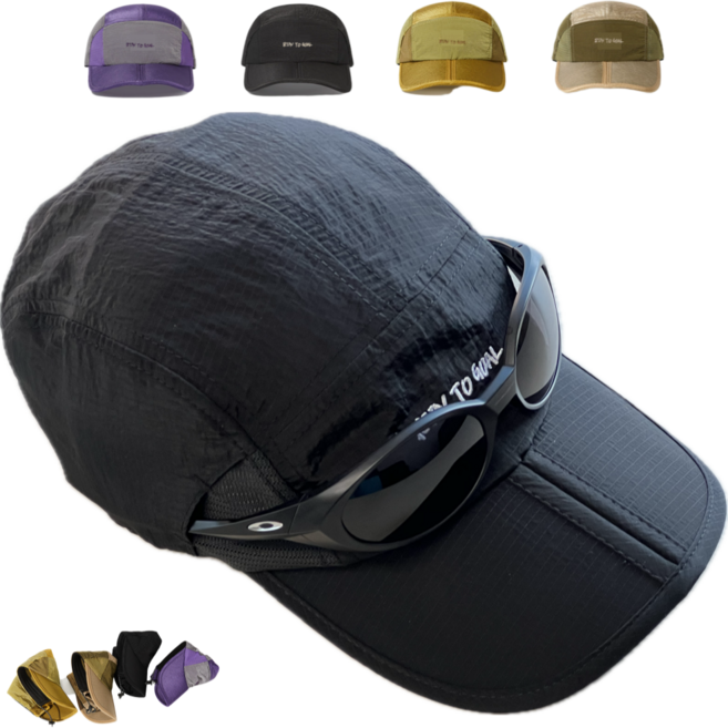 메셀 러닝 모자 메쉬 런닝 캡 접이식 스포츠, 블랙, 1개