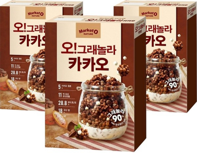 마켓오 오!그래놀라 카카오&유산균볼 300g, 3개