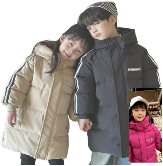 [유] 아동 주니어 겨울 후드 롱 패딩 점퍼