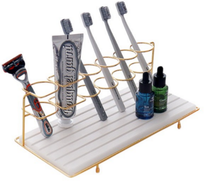스테인리스 규조토 받침 칫솔 치약 면도기 다용도 꽂이 정리대 욕실 인테리어 효과 칫솔걸이, 금색(골드)(M), 1개
