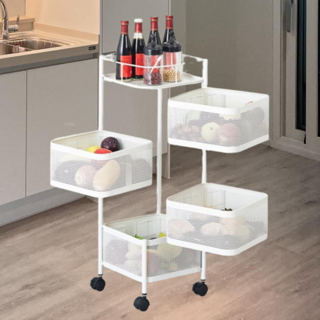 무루어 미용트레이 회전형 수납함, 화이트 4단