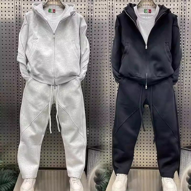 남성 트레이닝 세트 봄가을 루즈핏 후드집업 조거팬츠 편안한 착용감 데일리 운동룩 상하복