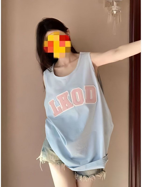 여성 여름 민소매 티셔츠 캐주얼 라운드 스포츠 나시티 루즈핏 박시 요가 트레이닝복 심플 롱 런닝 티셔츠 CY