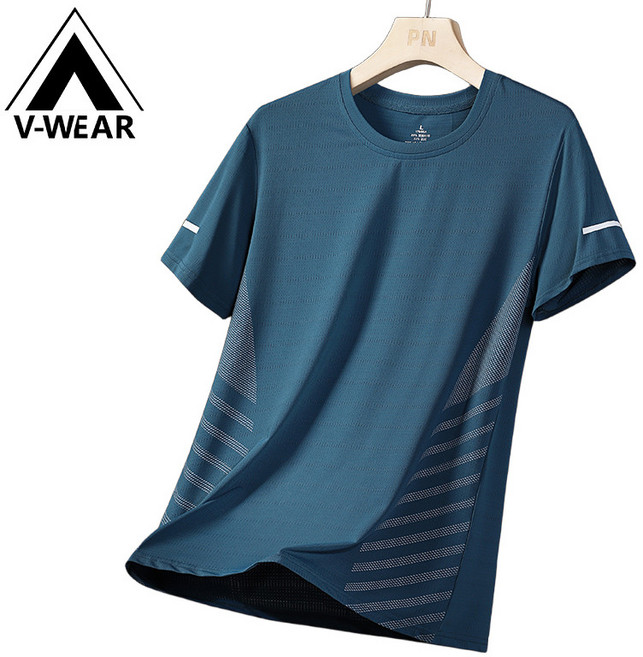 V-Wear 冰絲速乾短袖上衣 男女運動休閒圓領T恤 大尺碼M-5XL 透氣彈性涼感衣
