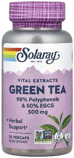 솔라레이 그린티 녹차추출물 500mg 30캡슐 카테킨 Egcg GreenTea, 1개, 30정 - 쿠팡