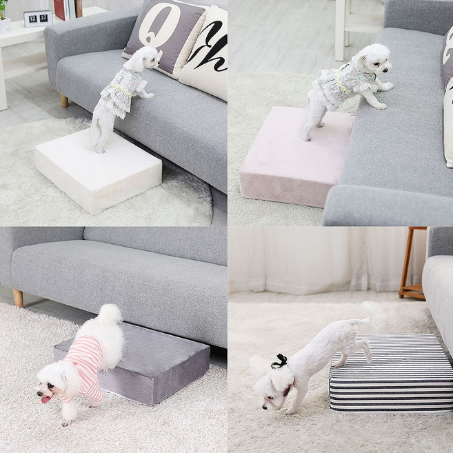 캣독 극세사 강아지계단 1단 2단, 1단_스트라이프, 1