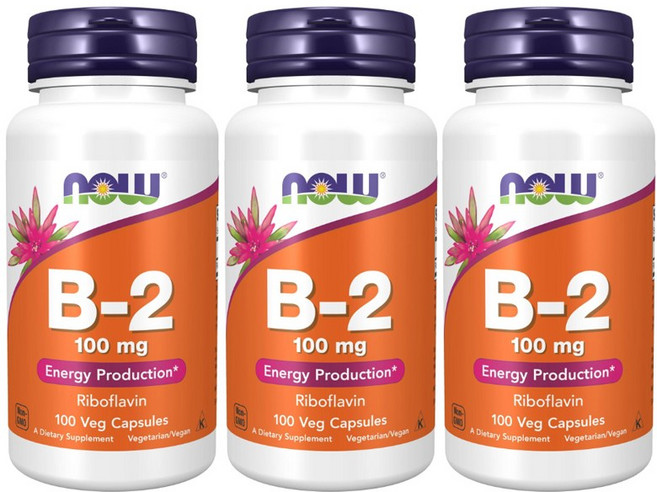 NOW Foods 維他命B2核黃素膠囊, 100顆, 3罐