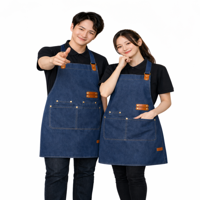 블루샤빈 길이조절 카페 바리스타 방수 앞치마, 1개, 네이비