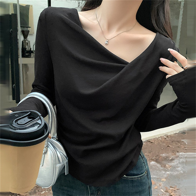 여성 오프숄더 긴팔 니트 보트넥 슬림핏 가을 니트티 zy