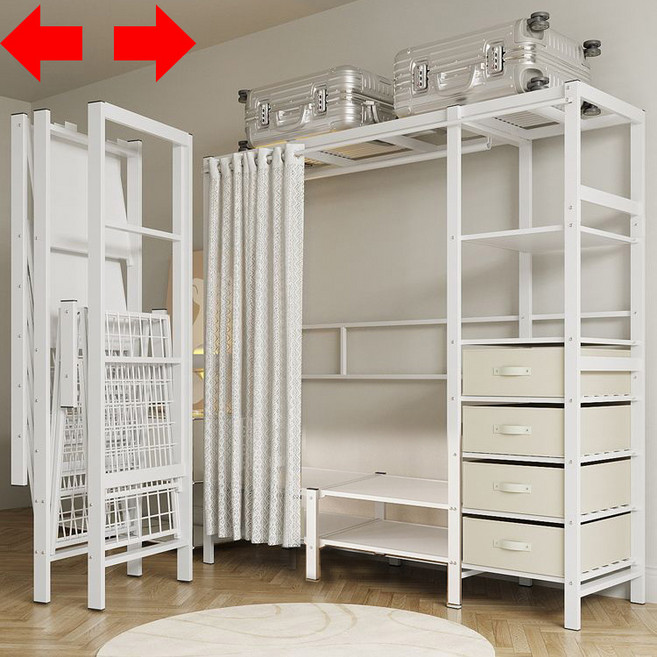 메리엔비 튼튼한 철제 커튼 드레스룸 행거 접이식 서랍 수납 철재