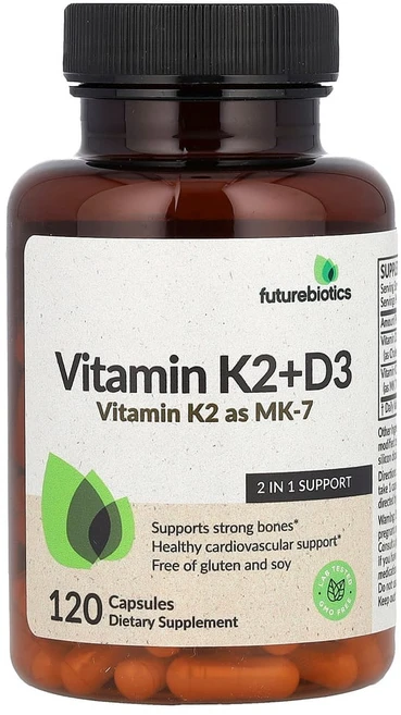퓨처바이오틱스 비타민K2 + D3 MK-7 형태의 비타민K2 함유 캡슐 120정, 1개, FBS50070 - 쿠팡