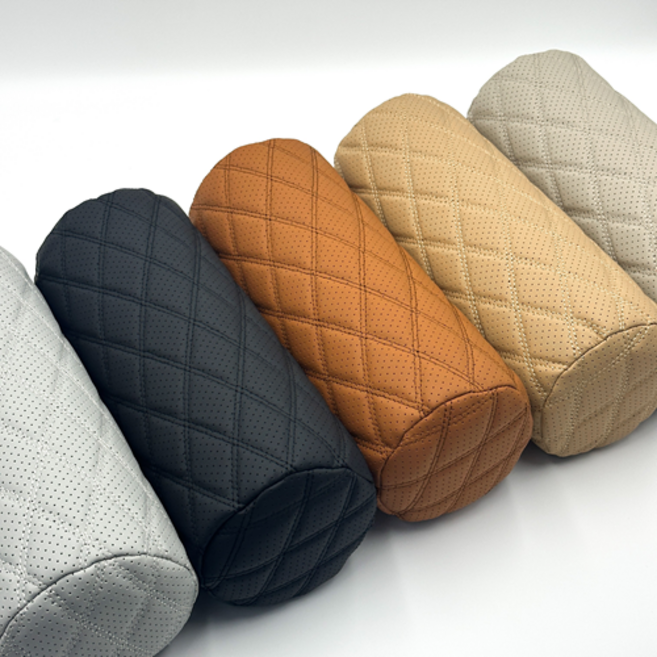 아망디에 원통형 가죽 차량용 목쿠션, 1개, 블랙