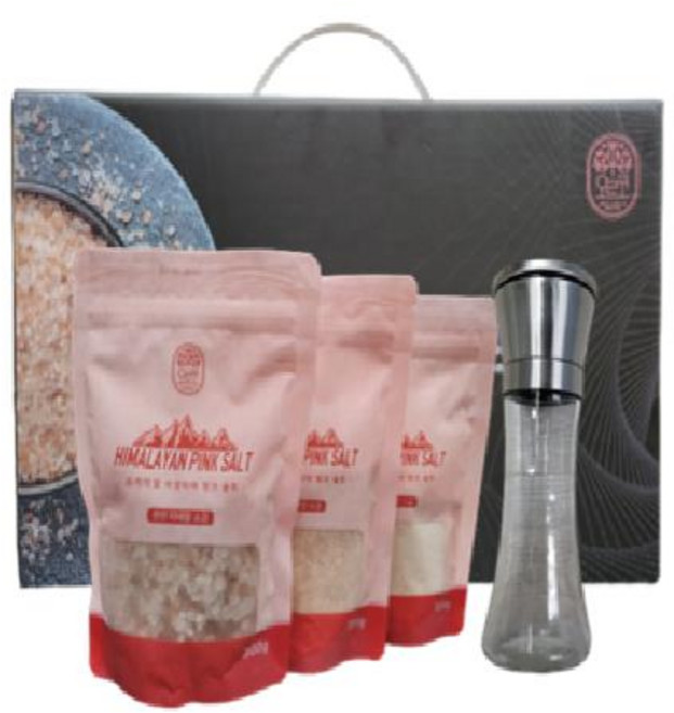 오르코 히말라야 핑크솔트 그라인더 세트 통후추 천일염 소금 선물용 주방세트, 1개