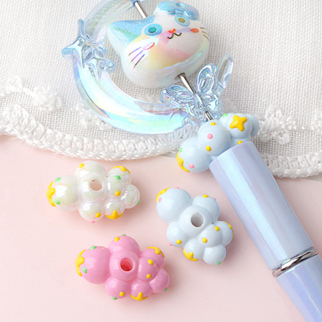 비즈아이 [6719-20]아크릴비즈 볼펜꾸미기 볼꾸재료 별구름 21x10.5mm 1개
