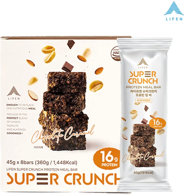[깐깐한 초록마을 입점 제품] 라이프엔 슈퍼크런치 프로틴 밀 바 45g 8개입, 8개 - 쿠팡