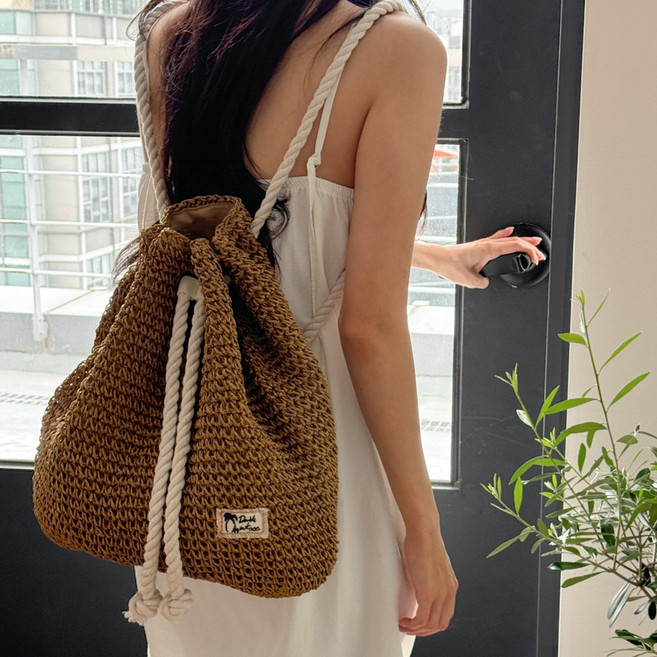 블루씨티 패치 라탄 로프 복조리 짐색 여름 백팩 가방