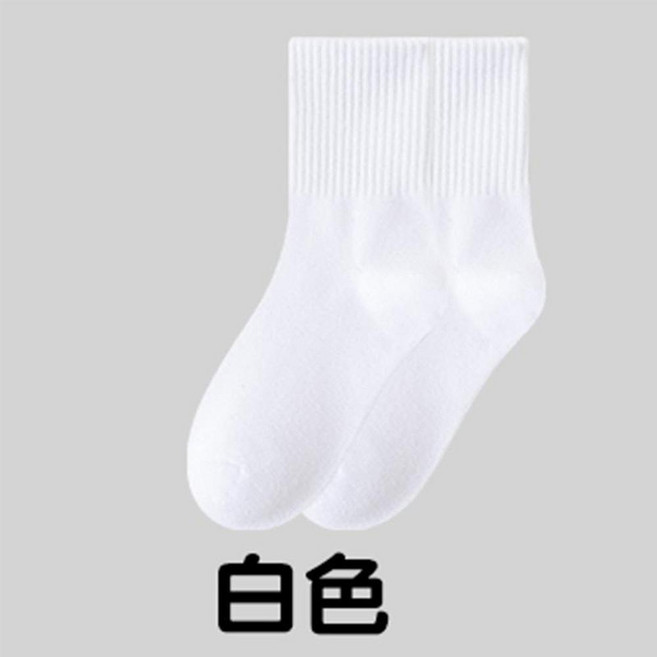 男童春秋白色棉中筒襪