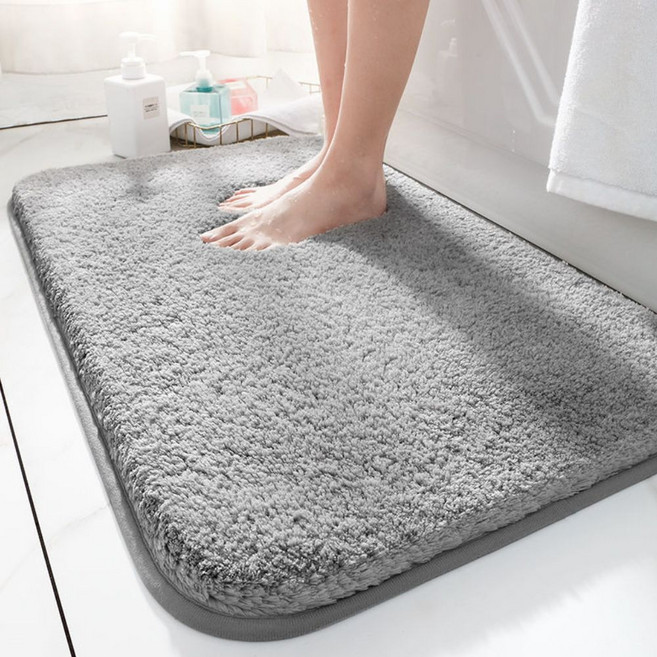 소유담 푹신한 욕실앞 발매트 미끄럼방지 부드러운 발매트, 라이트그레이