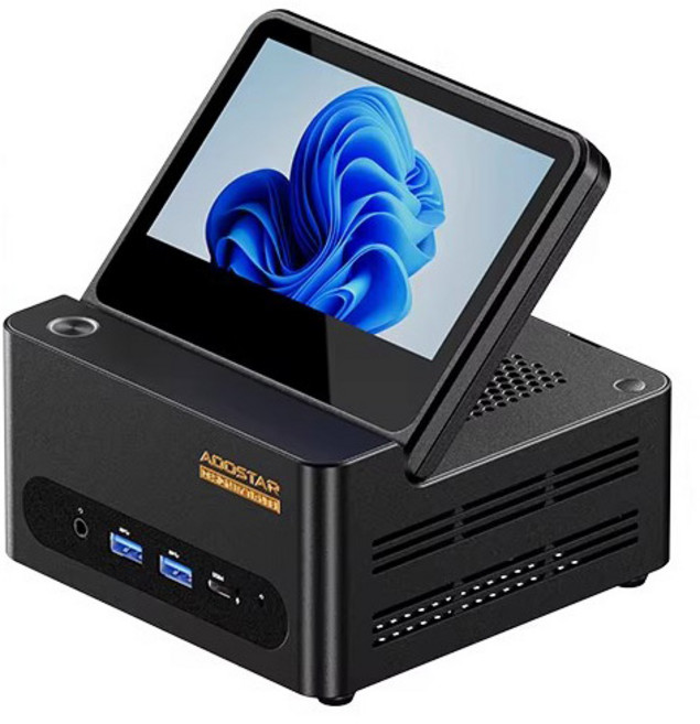 [CTK] 아우스타 AOOSTAR G-FLIP 88시리즈 미니PC AMD R7 8745HS/Pro8845HS/8945hs 고성능 사무용 컴퓨터 5인치 스크린 지문잠금, R7-8745HS, 윈도우 11 홈, 0GB, 0GB, 블랙