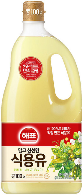 사조 해표 콩기름 식용유, 1.8L, 4개