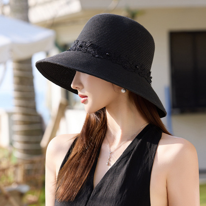 夏季新款拉菲草帽遮陽大帽檐防曬帽時尚高級感帽子女款高品質透氣