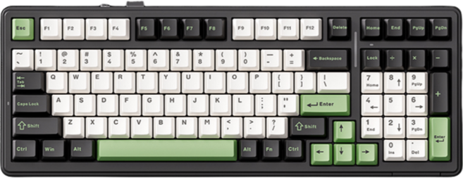 AULA F99 RGB 커스텀 3모드 유무선 기계식 키보드, 제조사축, 플레임퍼플축, 블랙+화이트+그린