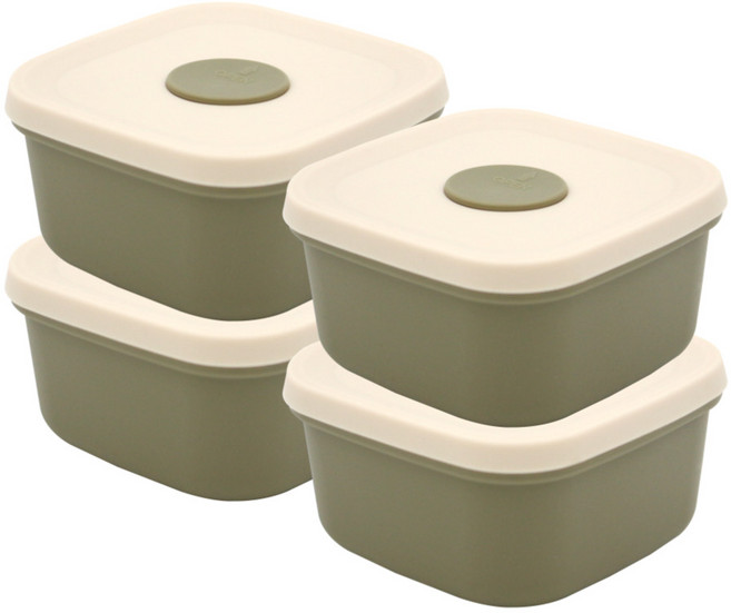 네오실리 라이스실리팩 국산 프리미엄 실리콘 냉동밥용기, 300ml 올리브그린, 4개