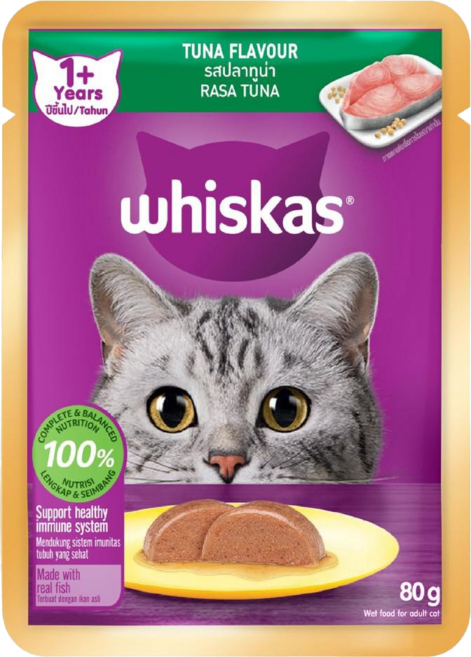 Whiskas 偉嘉 幼貓鮪魚口味濕糧包 2-12個月, 80g, 28個, 鮪魚