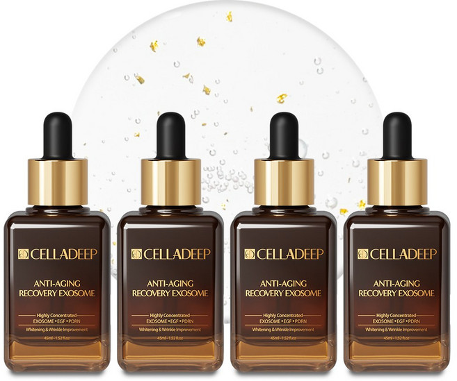 셀라딥 탄력 주름 개선 PDRN 엑소좀 EGF 안티에이징 리프팅 골드 앰플 세럼, 4개, 45ml