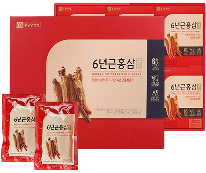 홍삼농축액 홍삼진액 6년근 홍삼 홍삼즙 엑기스 사포닌 숙지황 구기자 복령 생강 파우치 마시는홍삼 부모님 어르신 선물세트, 80ml, 120개