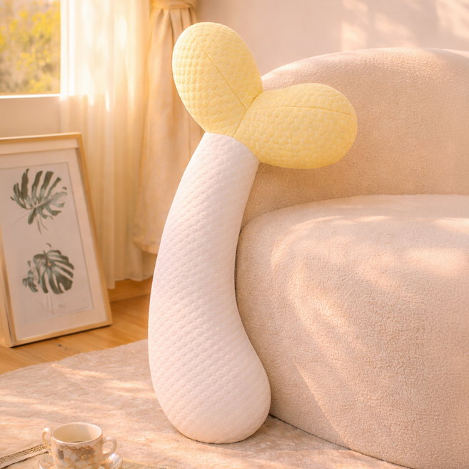 차르미콜 귀여운 콩나물 바디필로우 커버분리세탁, 냉감 노랑
