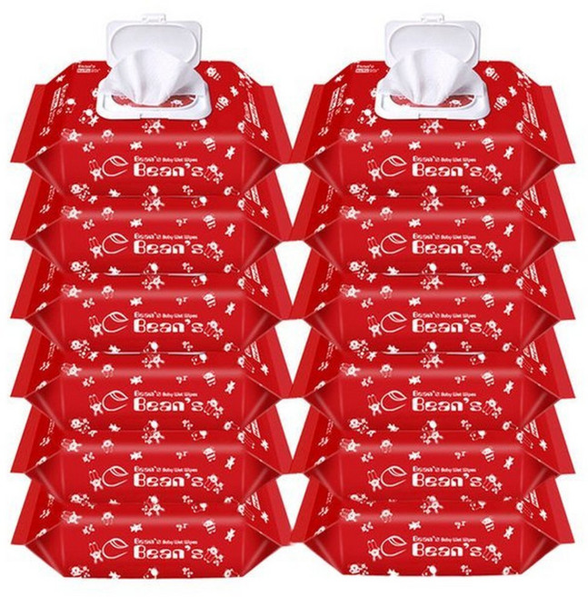 프리미엄 빈즈 엠보싱 아기물티슈 캡형 70매 12팩 무향, 70g, 70개입, 12개