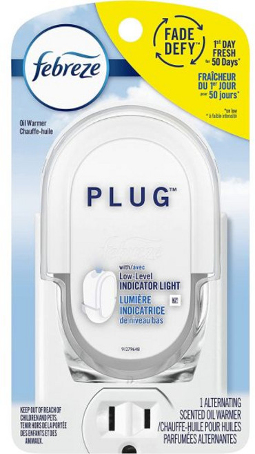 차량용 방향제 차 페브리즈 플러그인 공기 청정제 린넨 & 스카이 향 강 냄새 위 전투기 워머 1개 + 오일 리필 2개 2팩, 1 Count (Pack of 1), Unscented