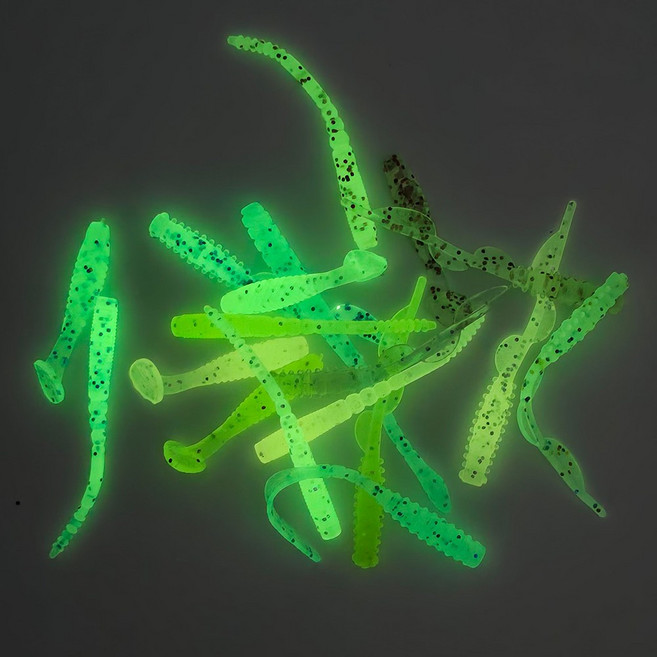 999피싱 야광 실치 웜 20개입 루어 채비 전갱이 풀치 갈치 볼락 낚시, 1세트, 0.23g, 1.2인치 형광