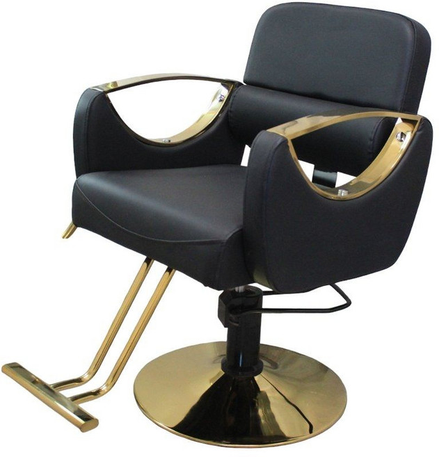 LEHR 미용실의자 메이크업 헤어샵 체어 업소용 네일샵 바버샵 이발소, 블랙 + 금색 도금, 1개