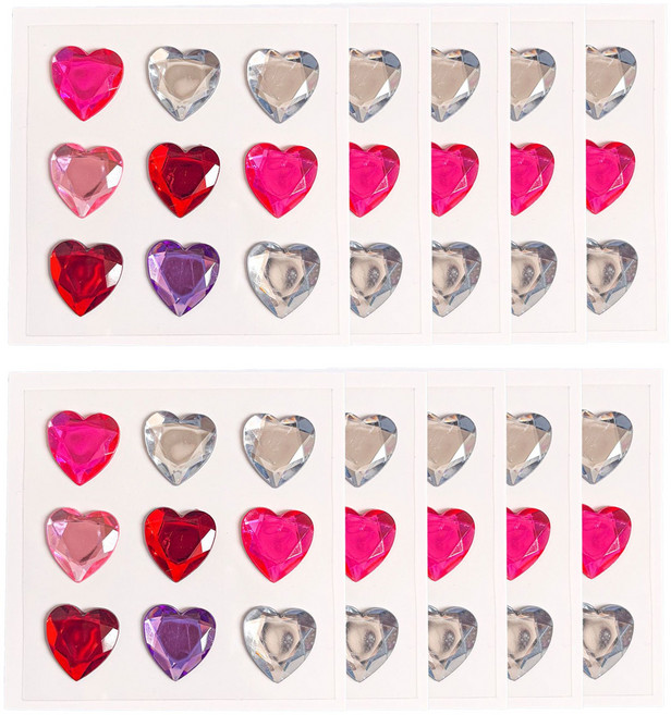 하트 큐빅 보석 입체 다이아 예쁜 비즈 스티커, 10개, 혼합