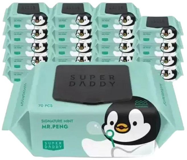 시그니처 미스터펭 민트 물티슈 70매 20팩 (70g) 447196, 20박스, 70개입