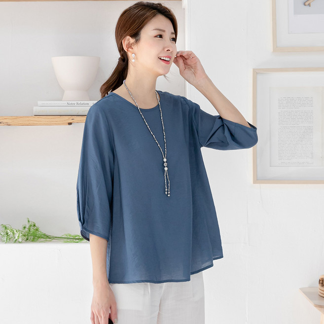 무브너 여성 여름 인견 7부소매 단색 블라우스 빅사이즈 포함