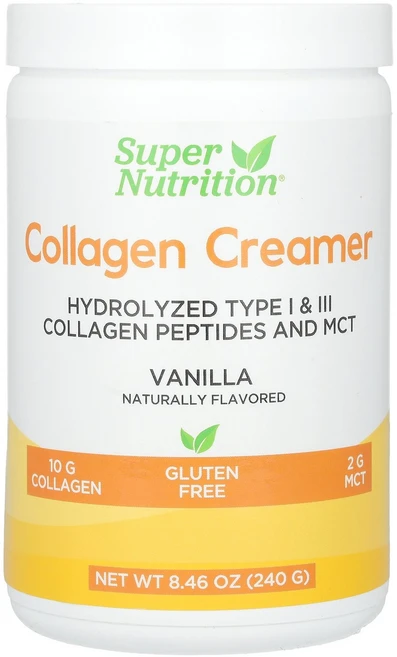 Super Nutrition Collagen Creamer with Hydrolyzed 1 & 3 Calcium Protein and Iron Vanilla 8.46, 1개, 240g - 쿠팡