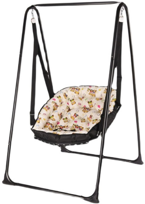 실내 그네 어린이 요람 흔들 침대 아기의자 파파스윙, 짙은회색쿠션 블랙 브래킷, 1개