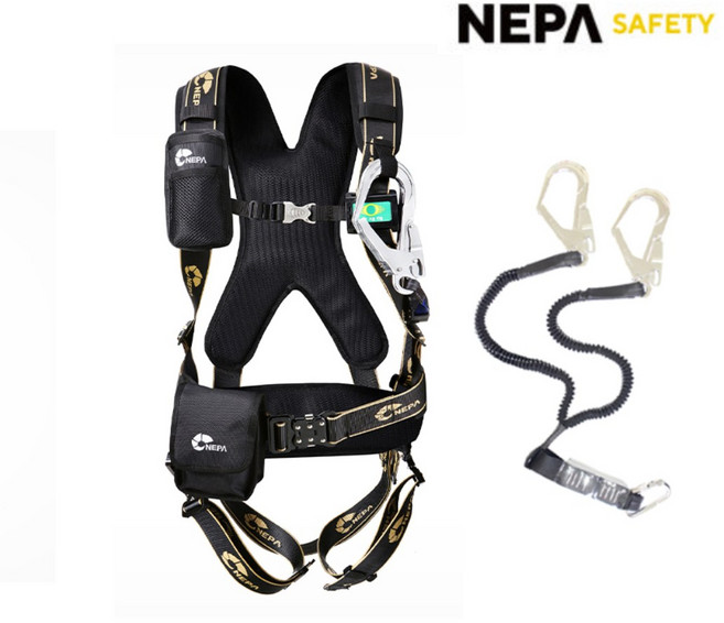 네파 전체식 엘라스틱 안전벨트 듀얼죔줄 NB-203AEE 1개, BLACK + GOLD