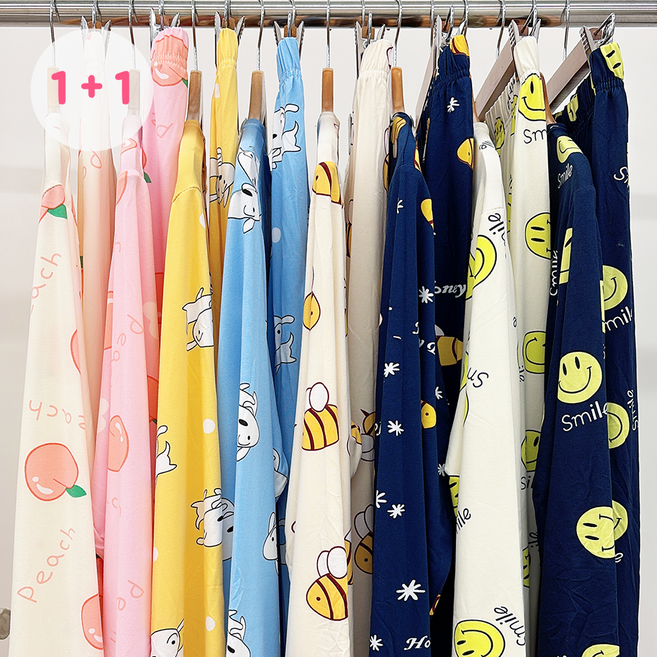 1+1 보들보들 늘어짐없는 긴팔 파자마 세트 8color 55-88 사이즈 남여공용