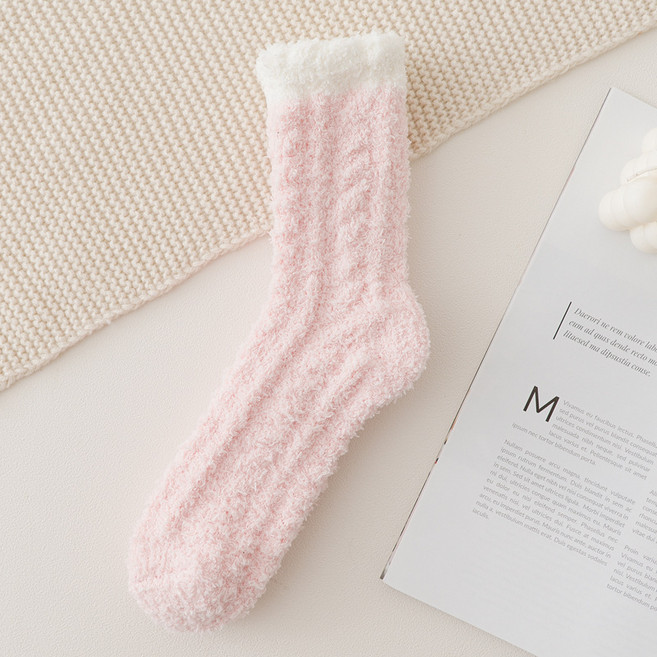 [구구번지]여성 따뜻한 겨울 극세사 무지개 발목 수면양말 기모양말세트