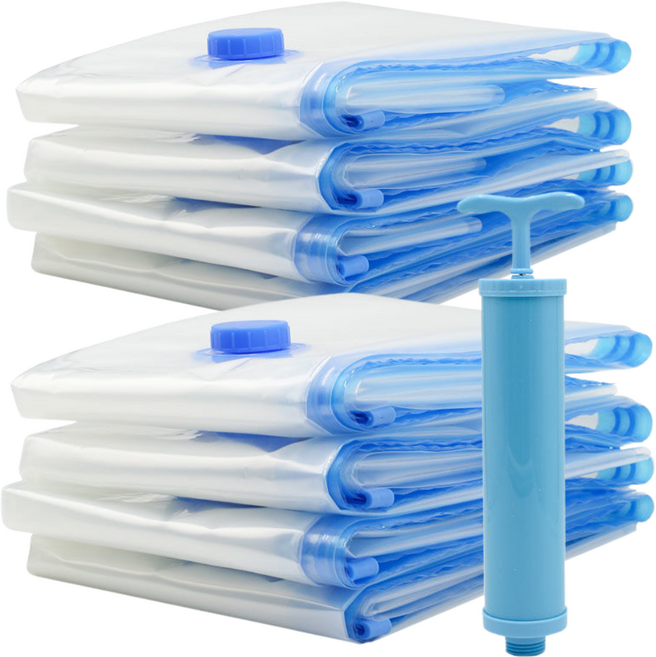 Mirsh 청소기 필요없는 진공 압축팩 펌프 포함, 1세트, 8개입