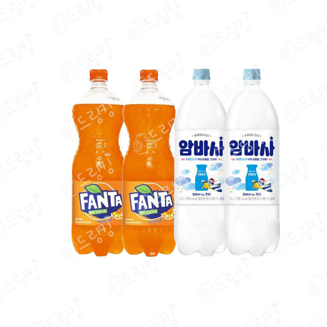 [드링킹] 환타 오렌지 1.5L 2개 +암바사 1.5L 2개, 4개