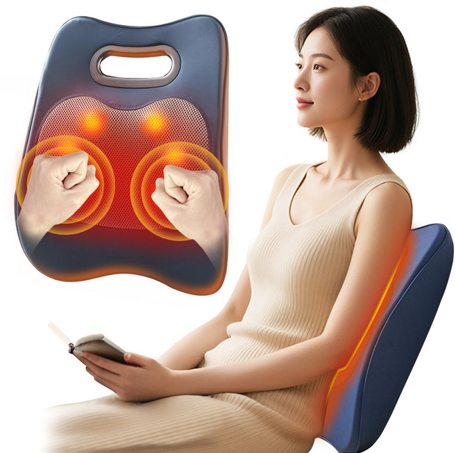 Garrl 주무름 두드림 등 허리 안마기 두드림 쿠션안마기 두드림 마사지기 온열 3단계 강도, 블루